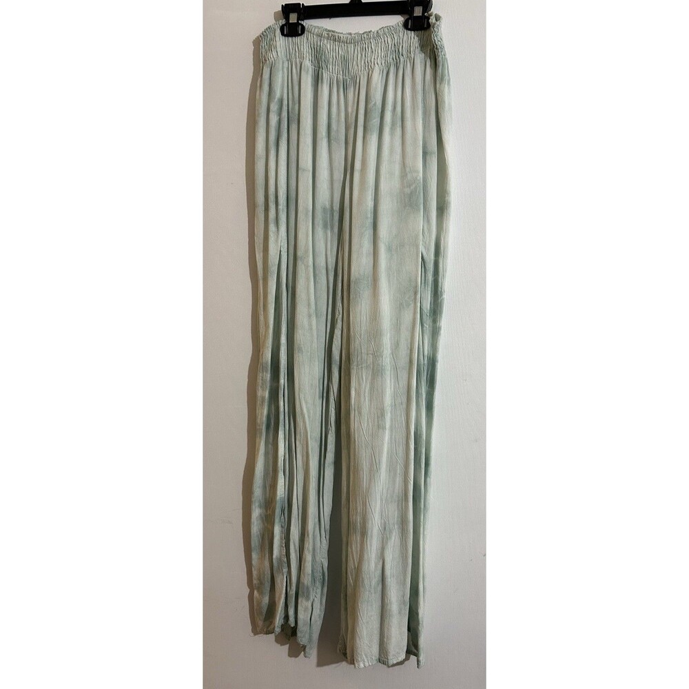 Kiwi + Punch Women's XL Green/White Tie-Dye Wide-Leg Pull-On Lounge Pants